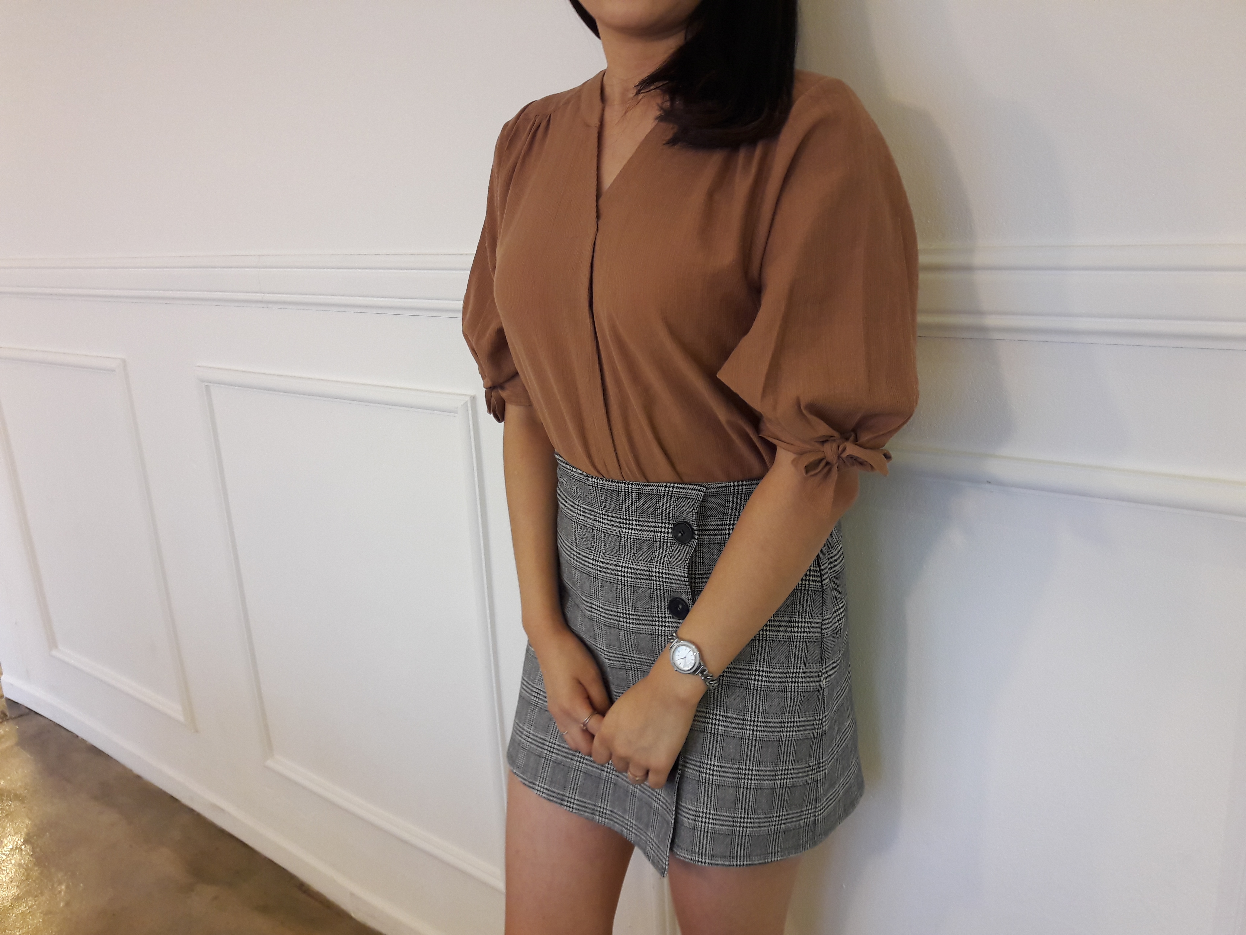 Check mini skirt pattern button Cody Unknown