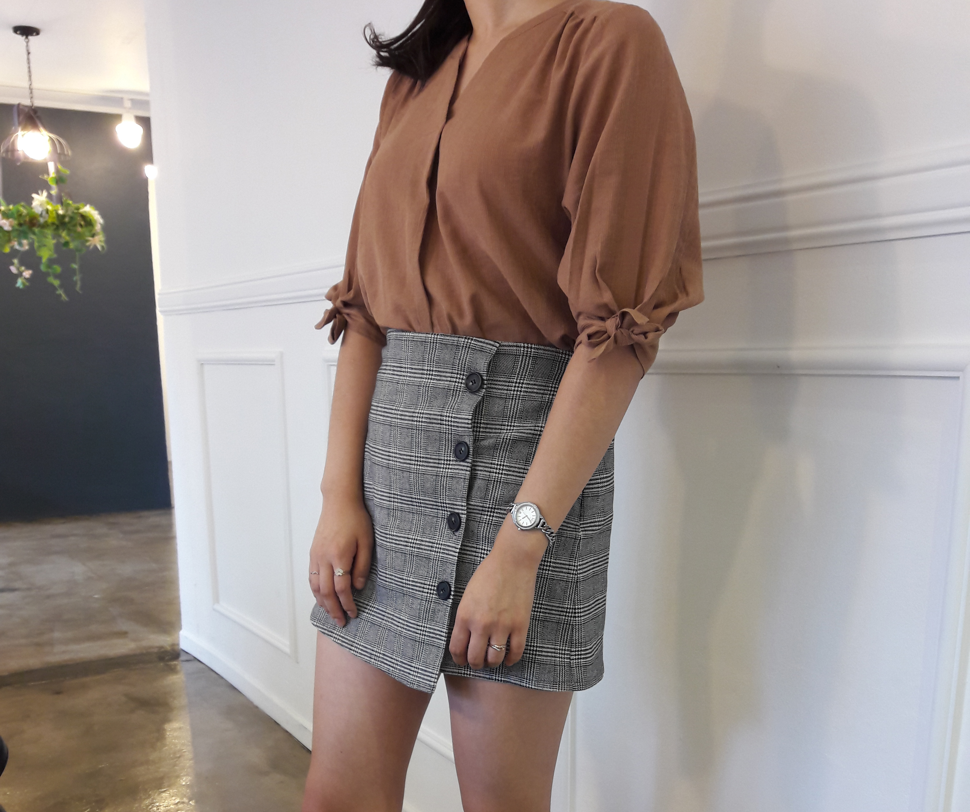 Check mini skirt pattern button Cody Unknown