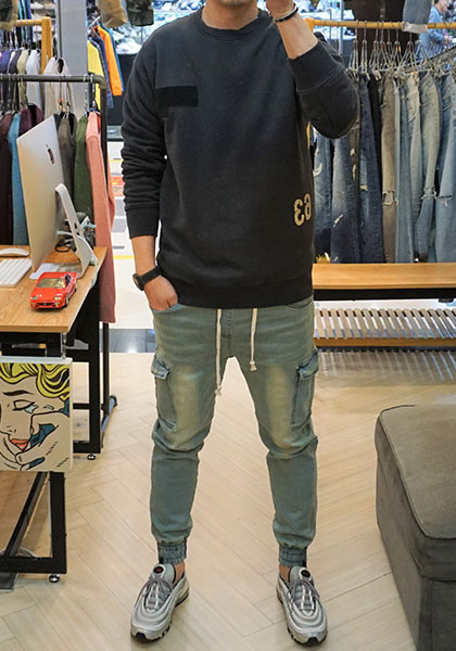 Korea Jeans Pants Green Cargo Cargo Slim Exhaust B