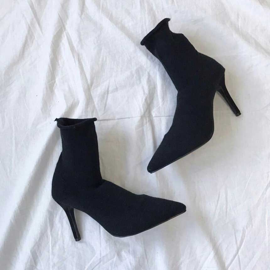 Ruby Suede Ankle Boots Span Socks Socks Knit Stile