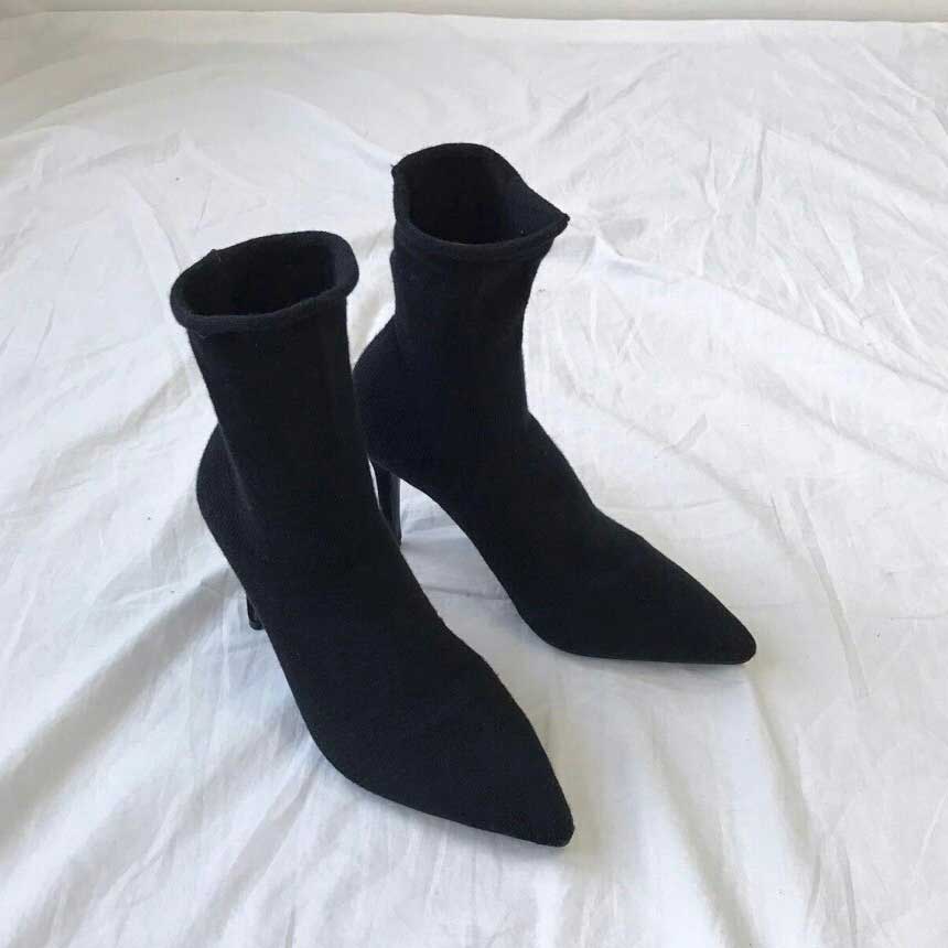 Ruby Suede Ankle Boots Span Socks Socks Knit Stile