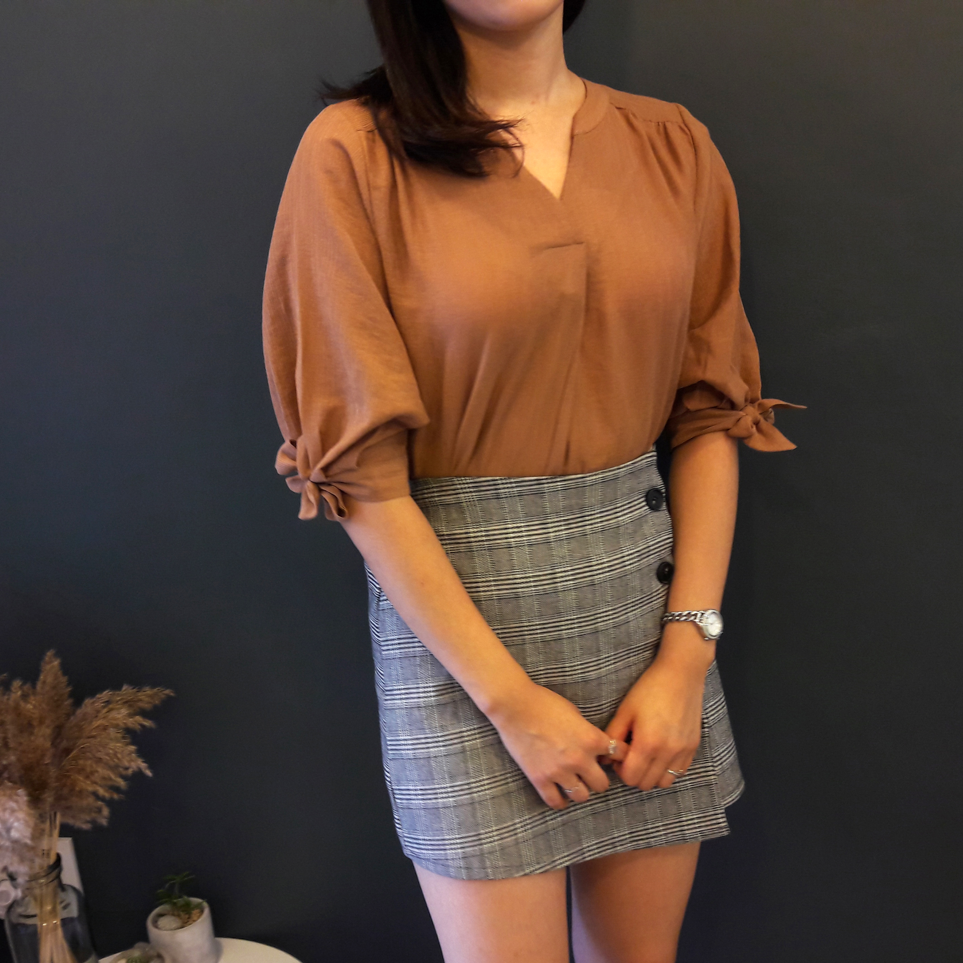 Check mini skirt pattern button Cody Unknown