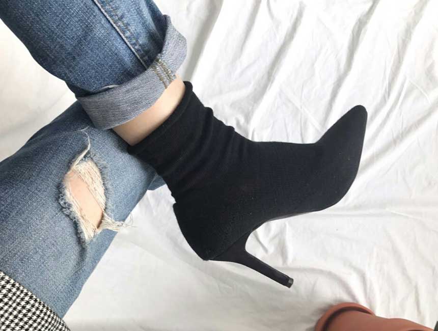 Ruby Suede Ankle Boots Span Socks Socks Knit Stile