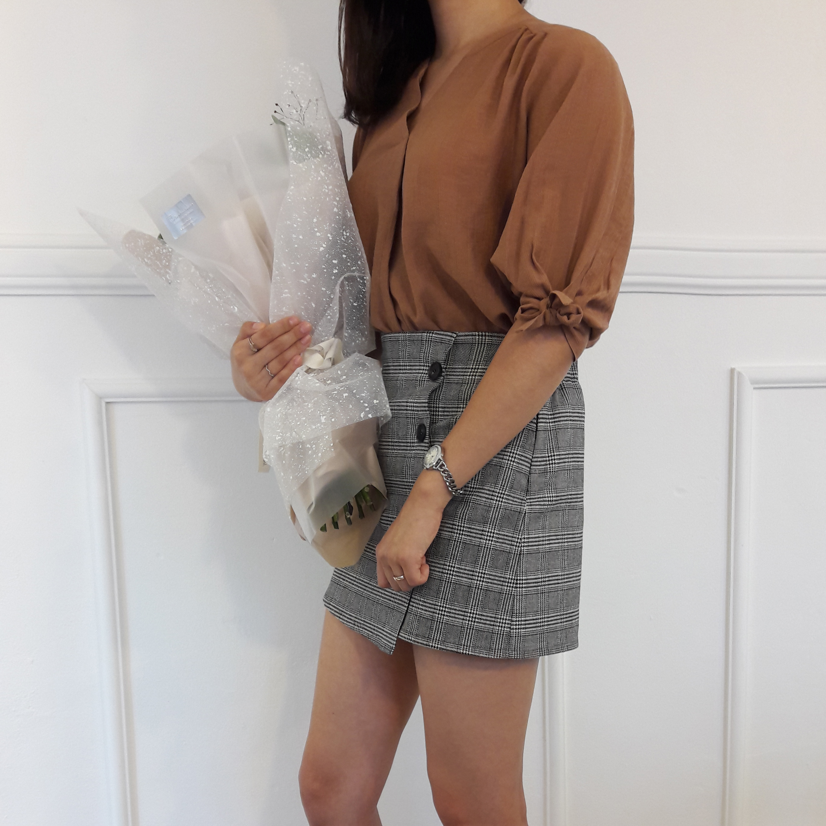 Check mini skirt pattern button Cody Unknown