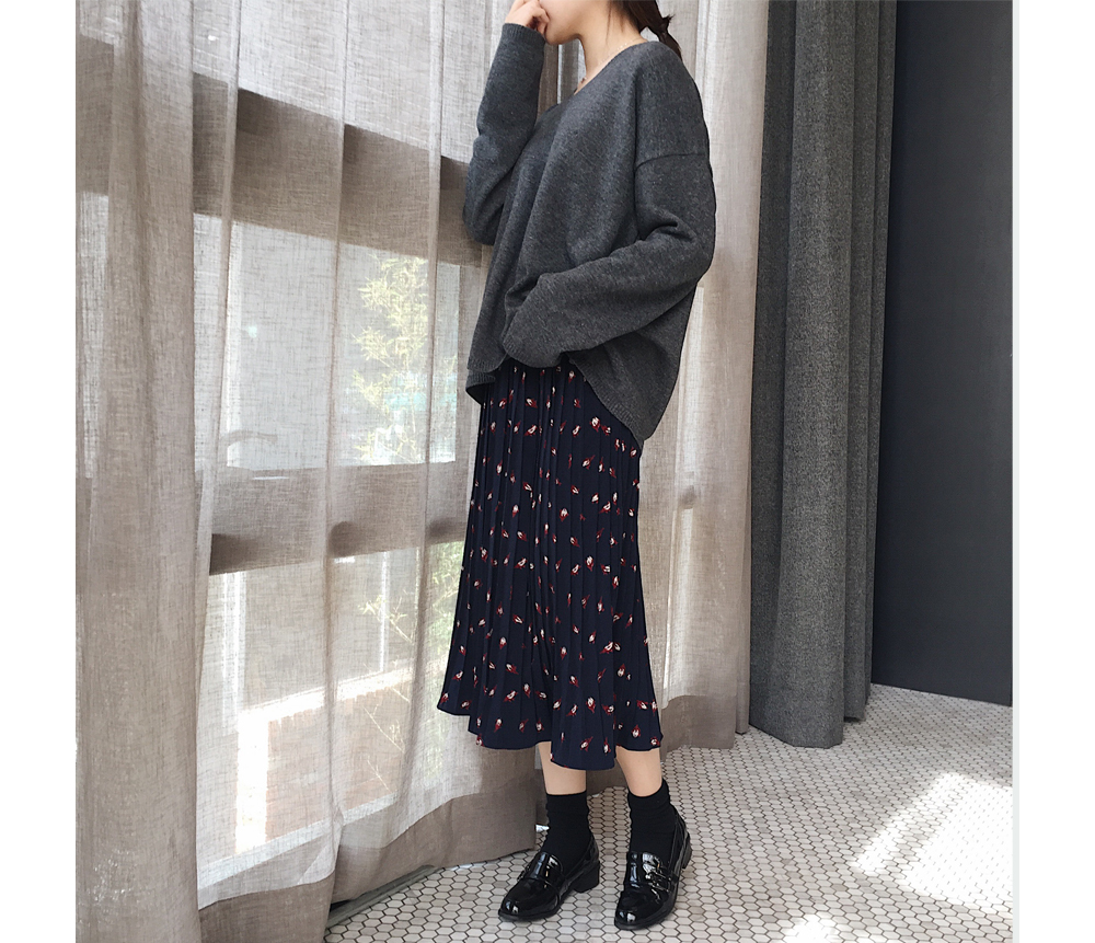 Lovely Flower Pleated Bands Long Skirts Sense of N