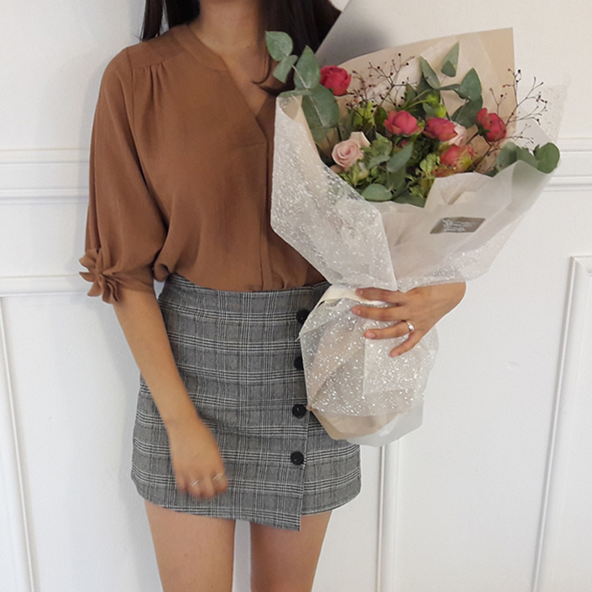 Check mini skirt pattern button Cody Unknown