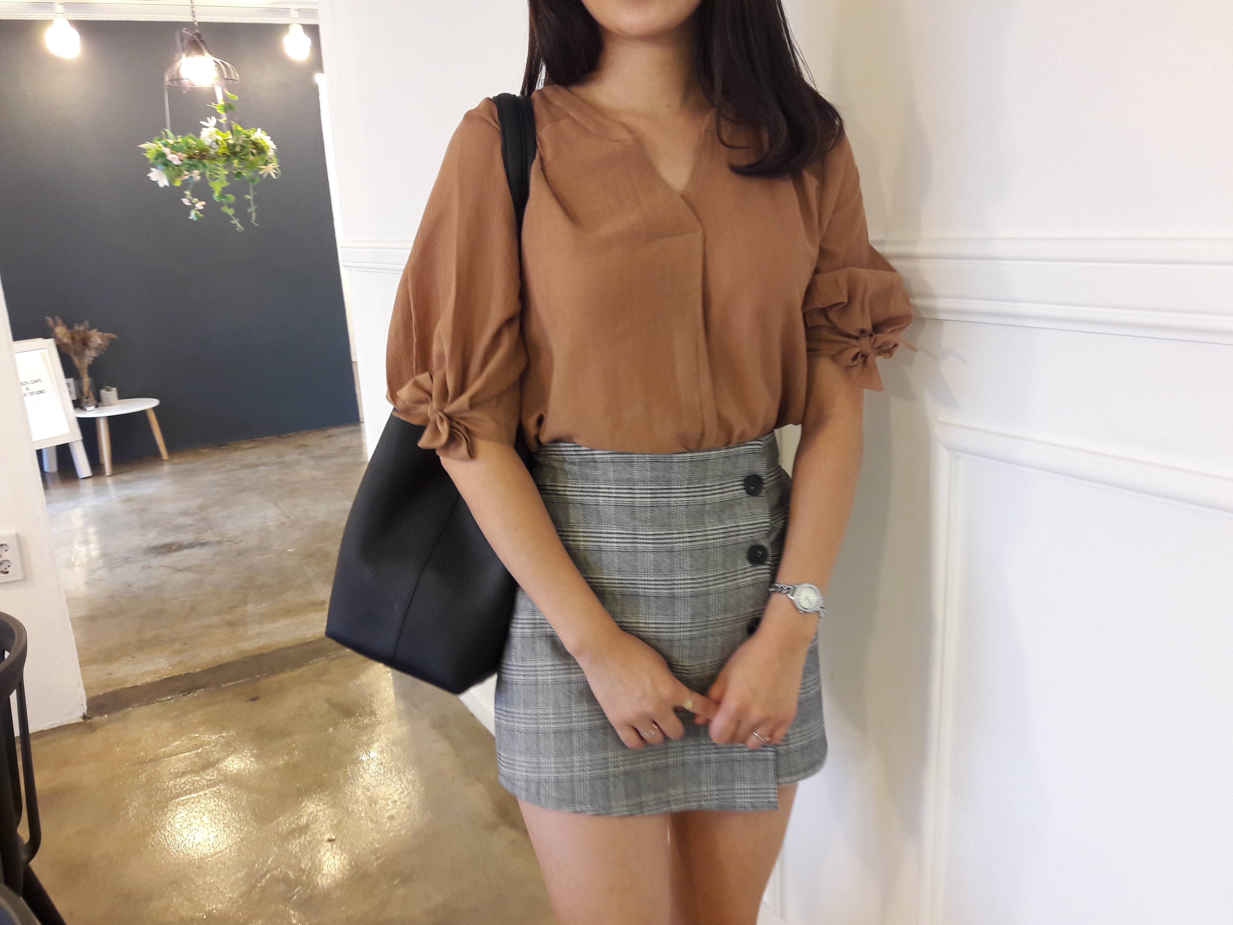 Check mini skirt pattern button Cody Unknown