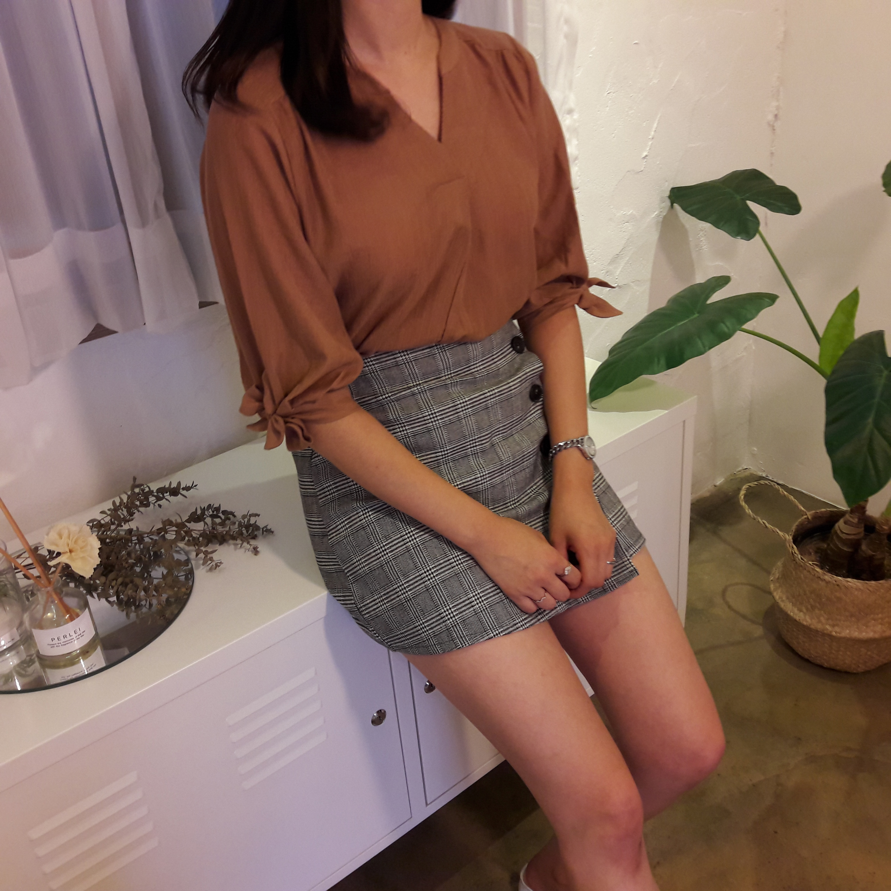 Check mini skirt pattern button Cody Unknown