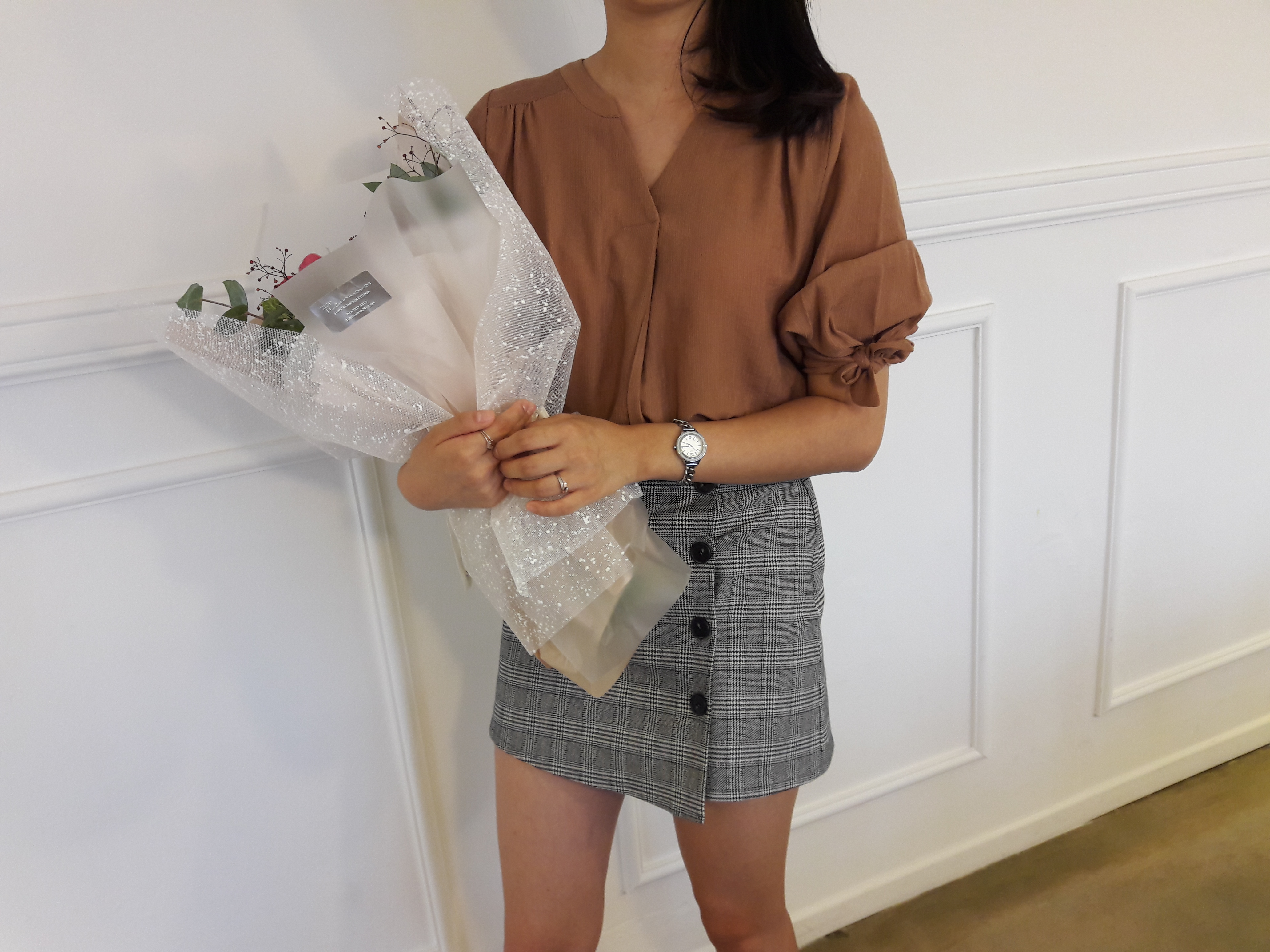 Check mini skirt pattern button Cody Unknown