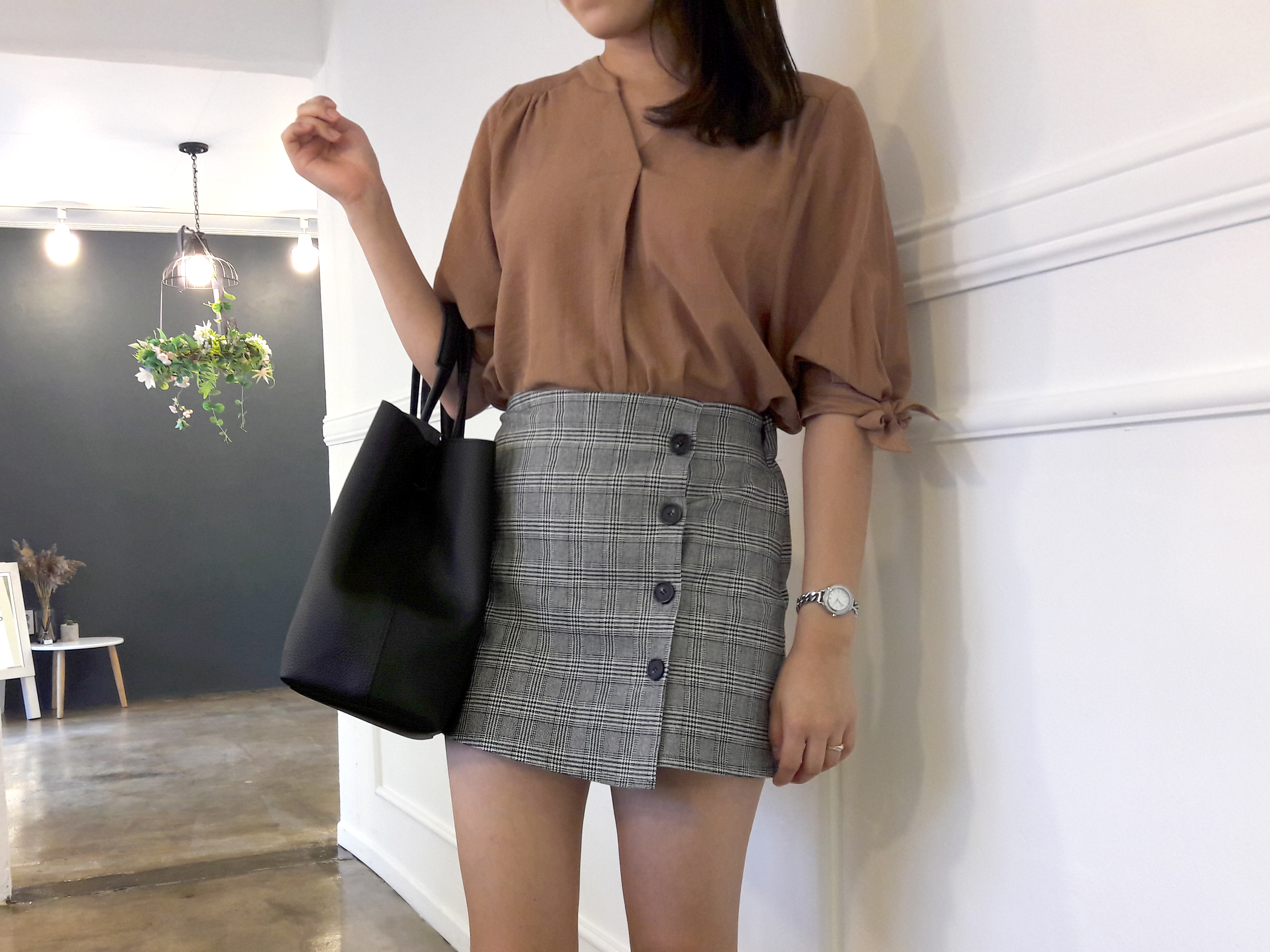 Check mini skirt pattern button Cody Unknown