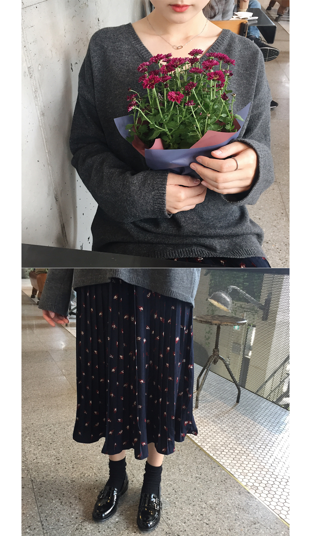 Lovely Flower Pleated Bands Long Skirts Sense of N