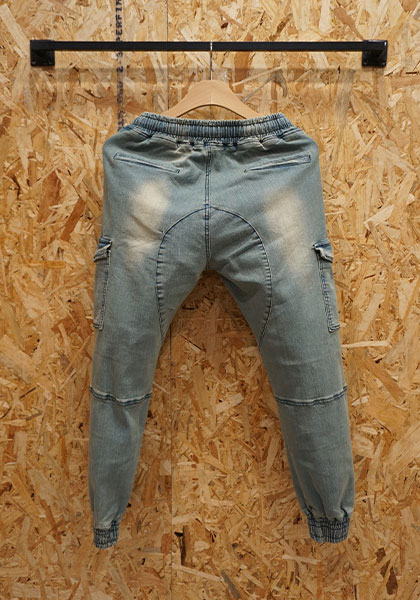 Korea Jeans Pants Green Cargo Cargo Slim Exhaust B