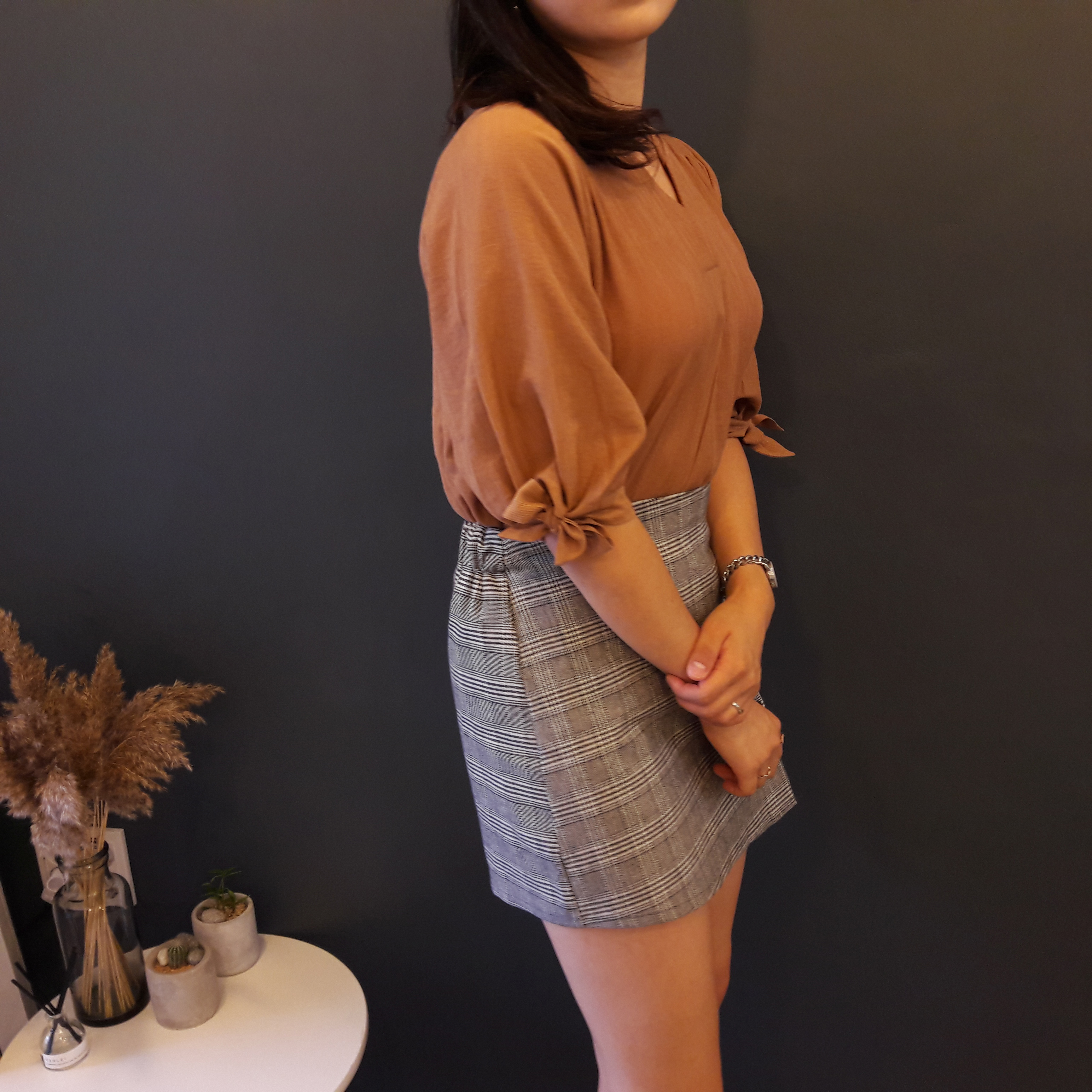 Check mini skirt pattern button Cody Unknown