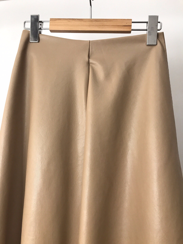 Autumn Leathers Leather Flare Long Skirt 2color Wo