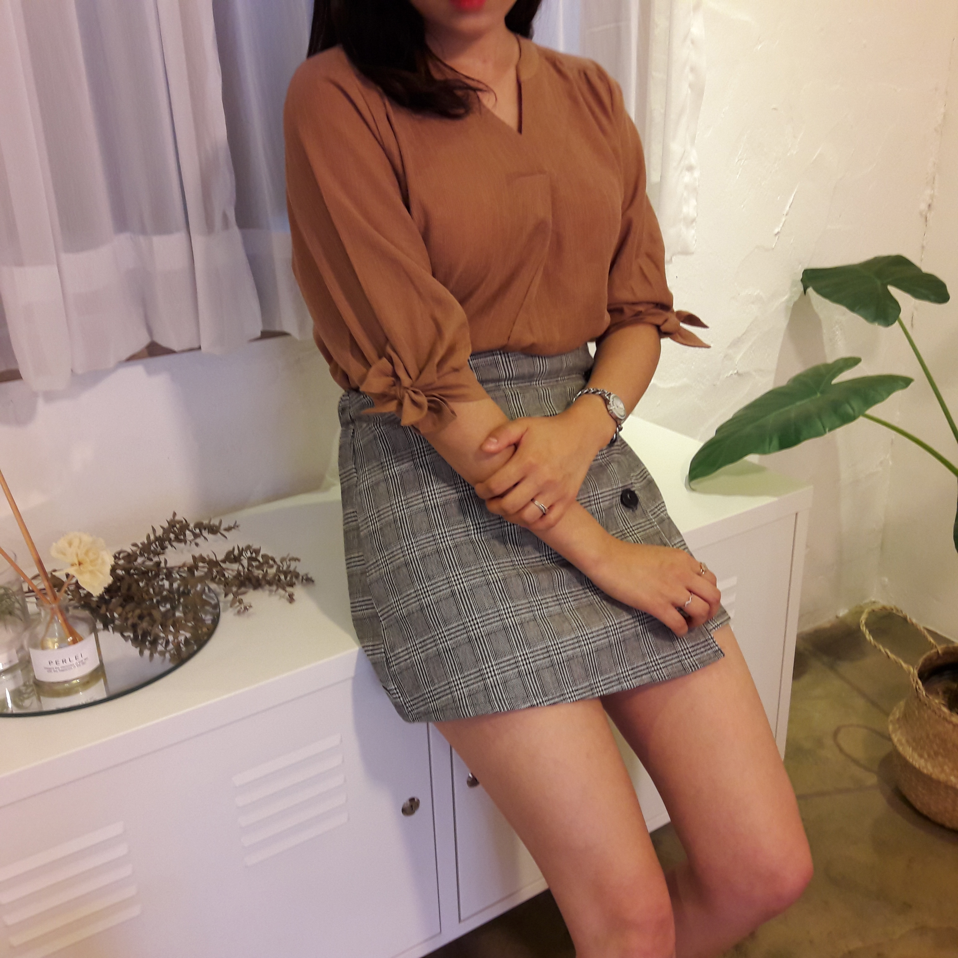 Check mini skirt pattern button Cody Unknown