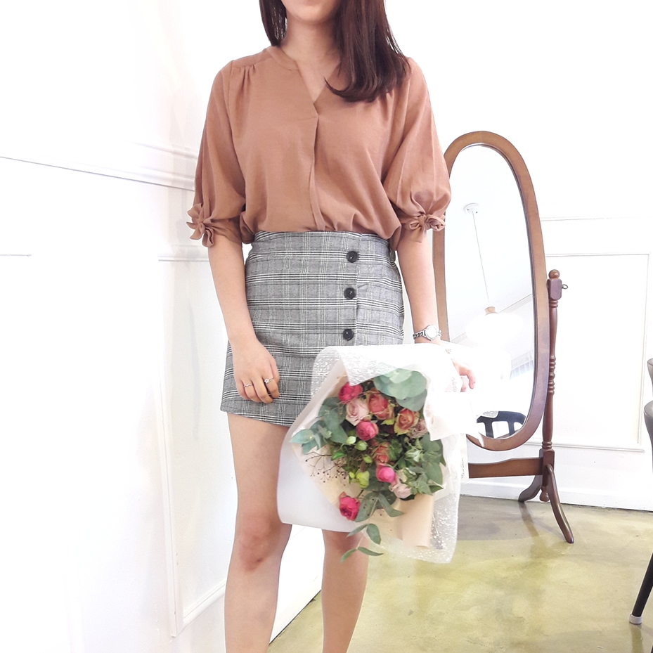 Check mini skirt pattern button Cody Unknown