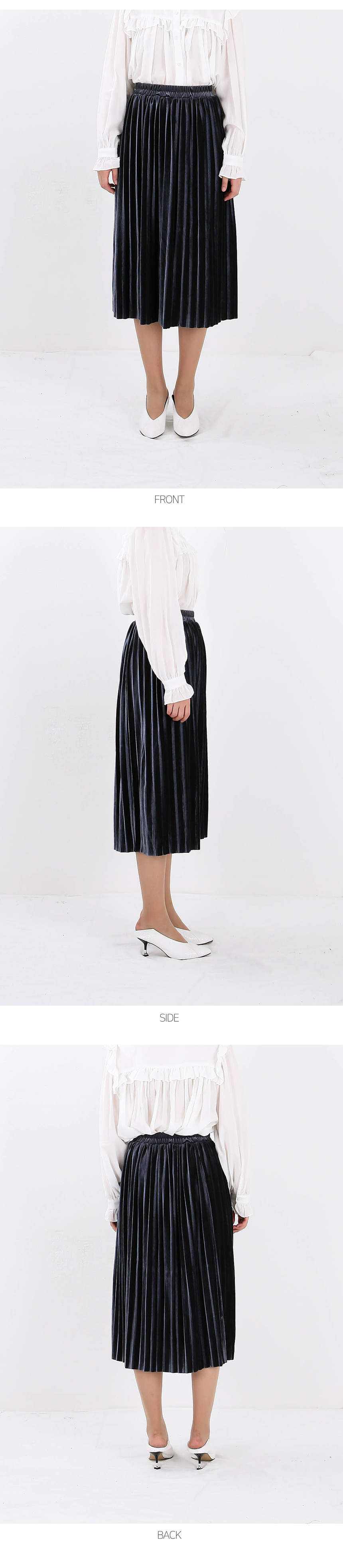 Velvet Pleat Skirt Big Size Coco Seven Wrinkle Lon