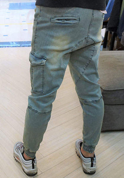 Korea Jeans Pants Green Cargo Cargo Slim Exhaust B