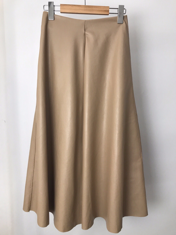 Autumn Leathers Leather Flare Long Skirt 2color Wo