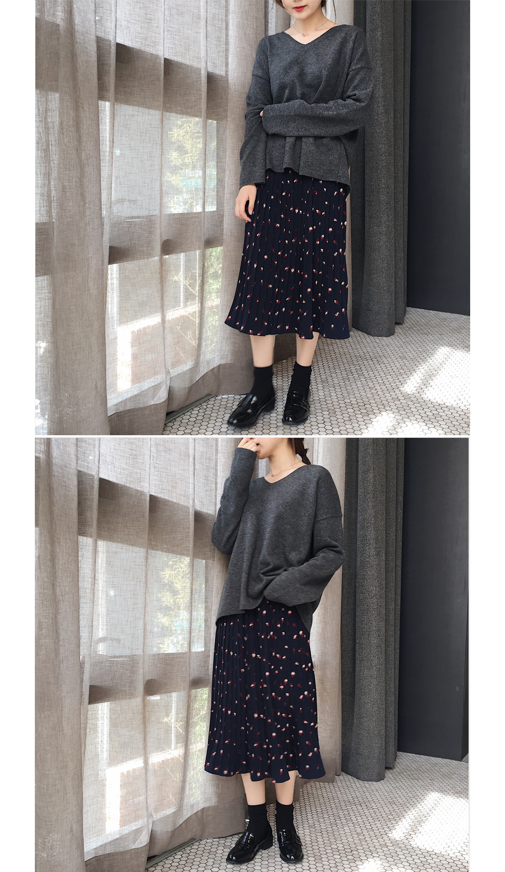 Lovely Flower Pleated Bands Long Skirts Sense of N