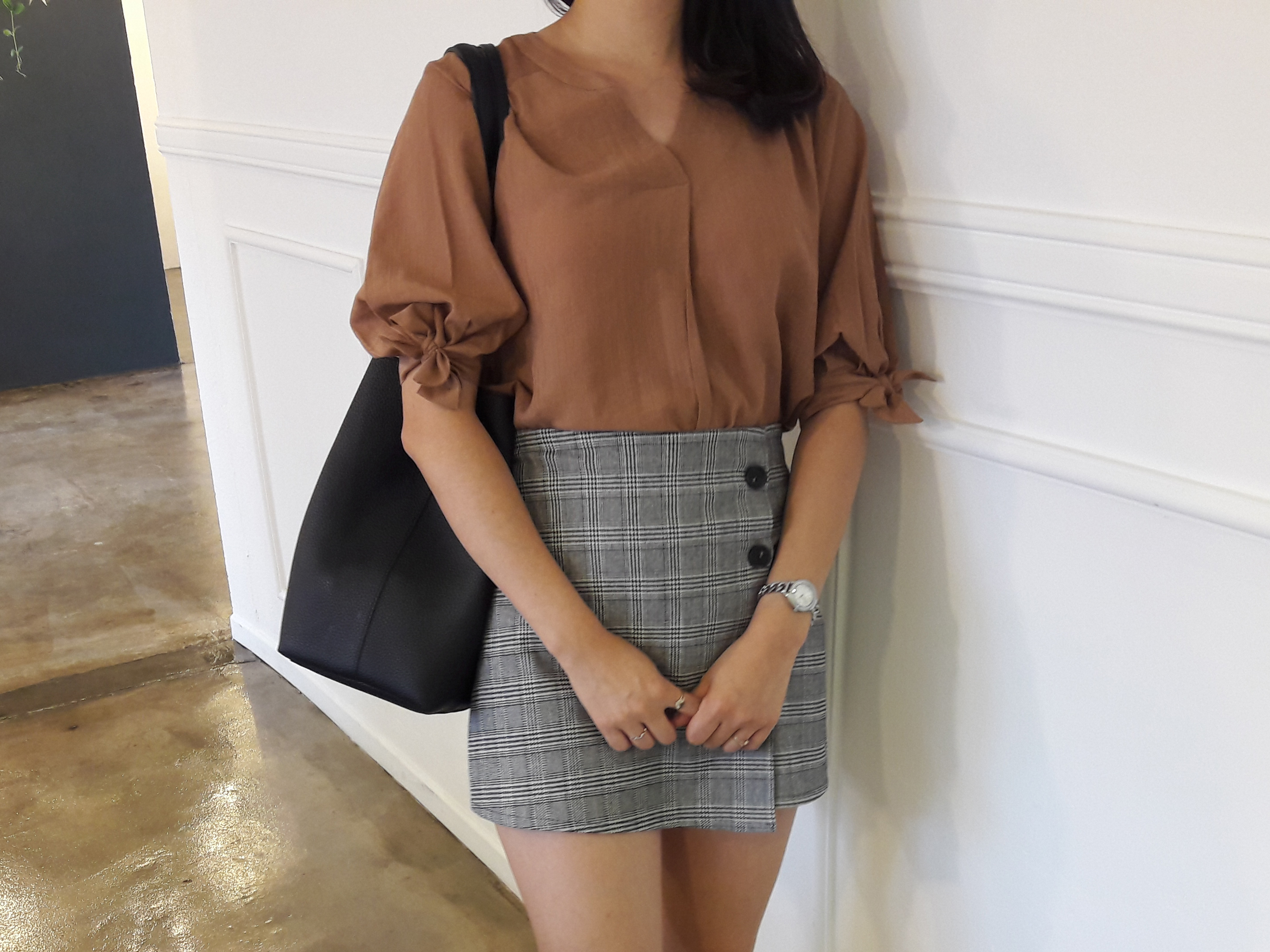 Check mini skirt pattern button Cody Unknown