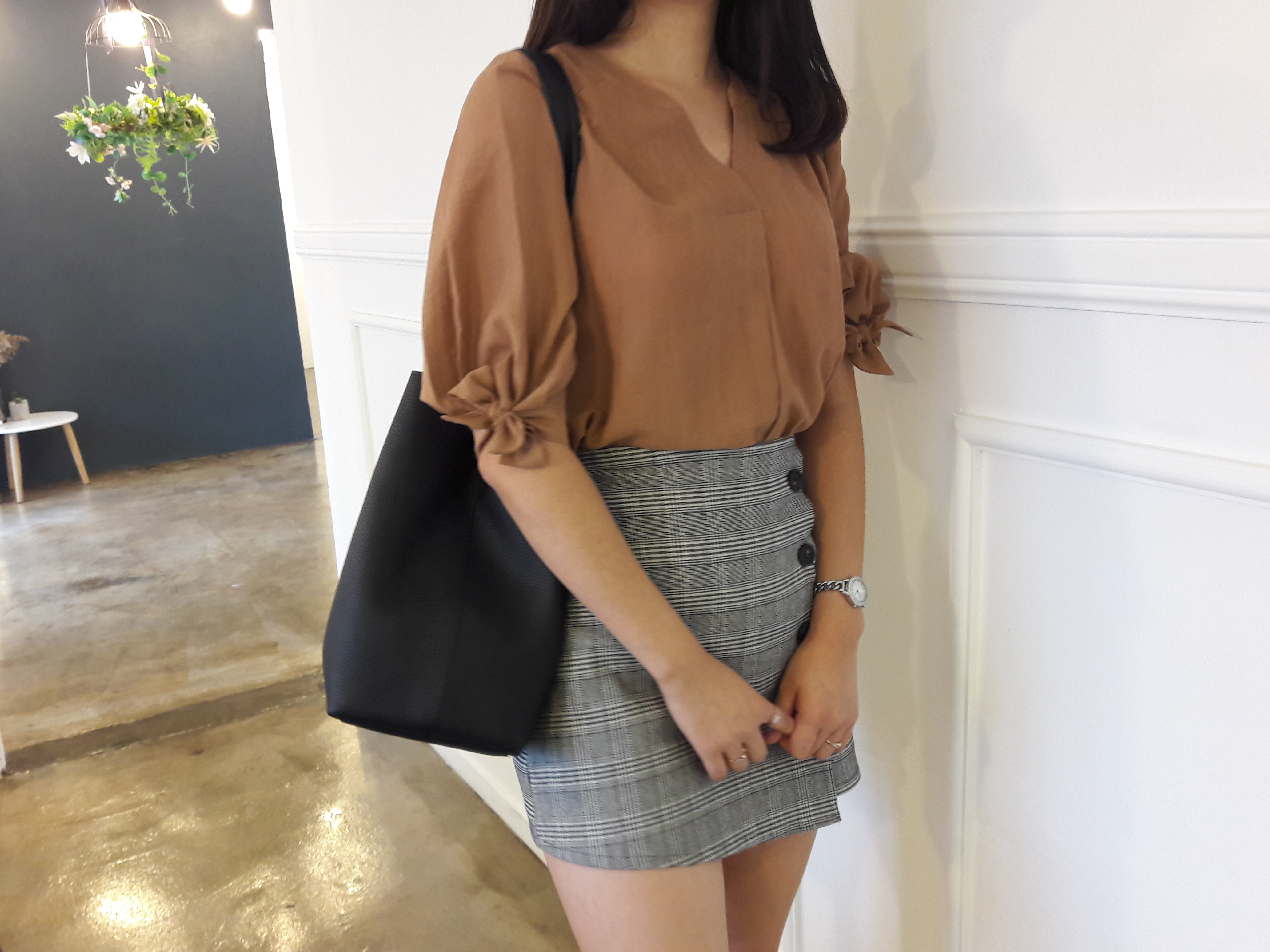 Check mini skirt pattern button Cody Unknown