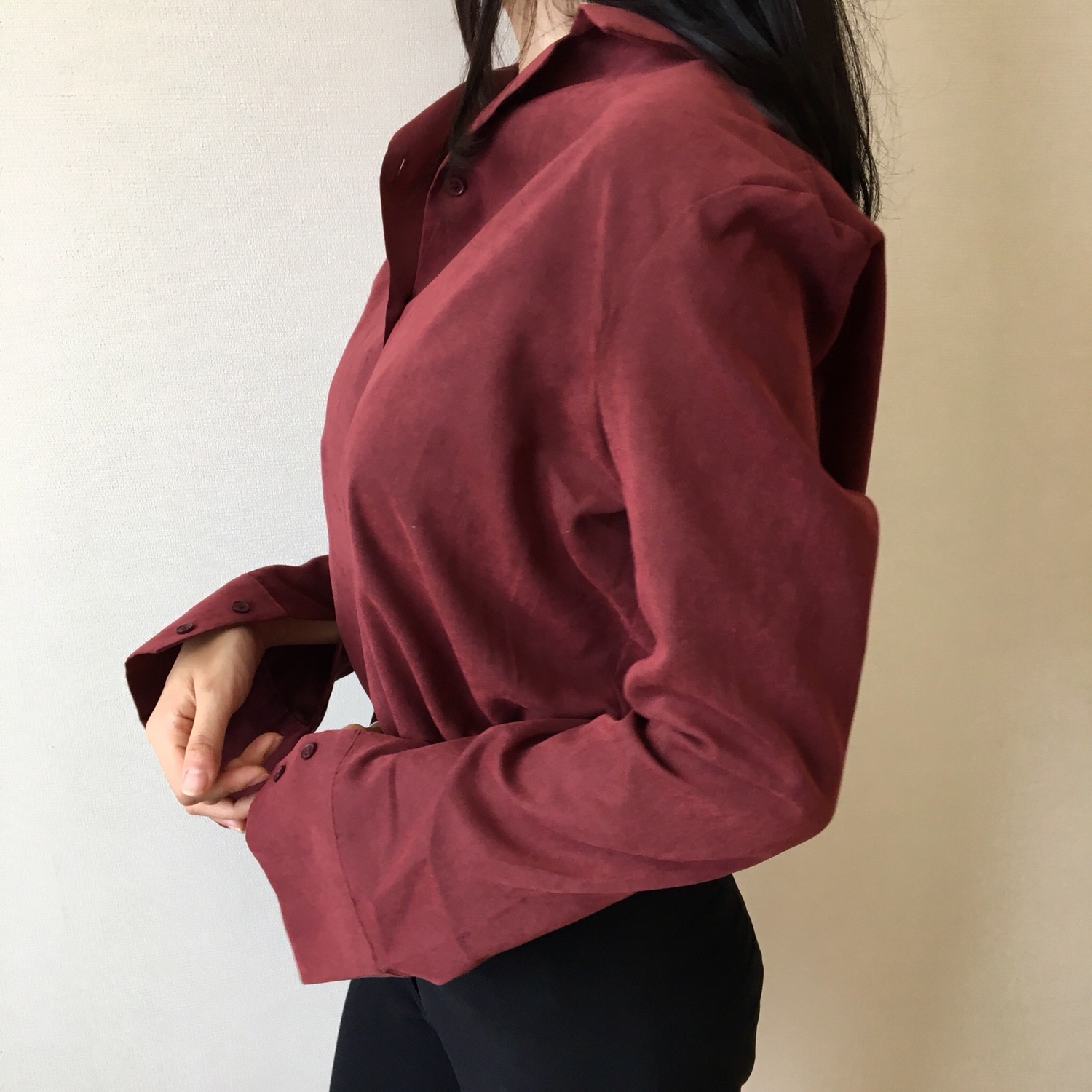 Velvet Silky Tone Down Shirt Office Daily Look Bur