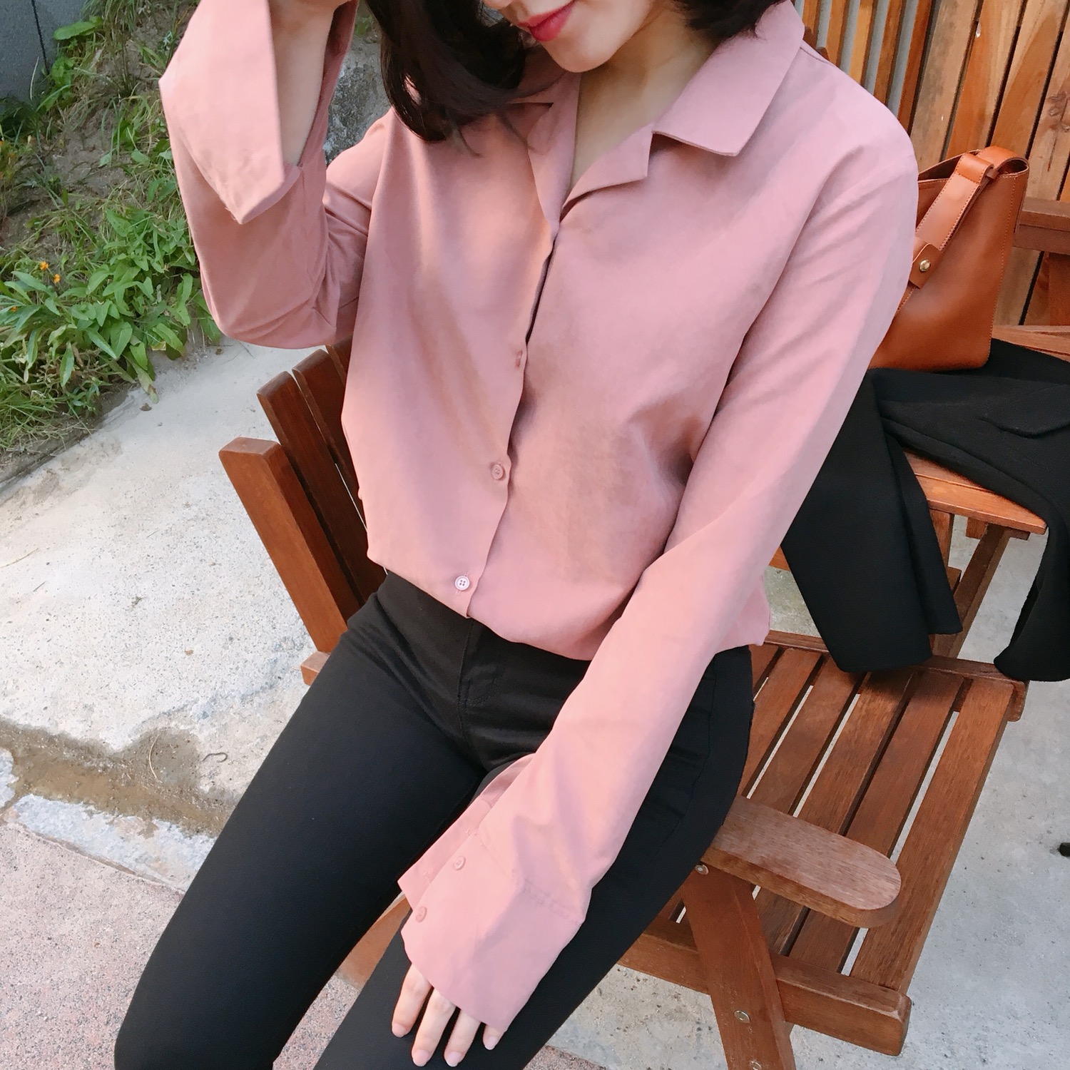 Velvet Silky Tone Down Shirt Office Daily Look Bur