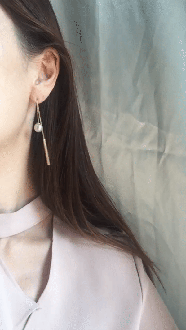 Pearl Gold Chain Drop Earrings