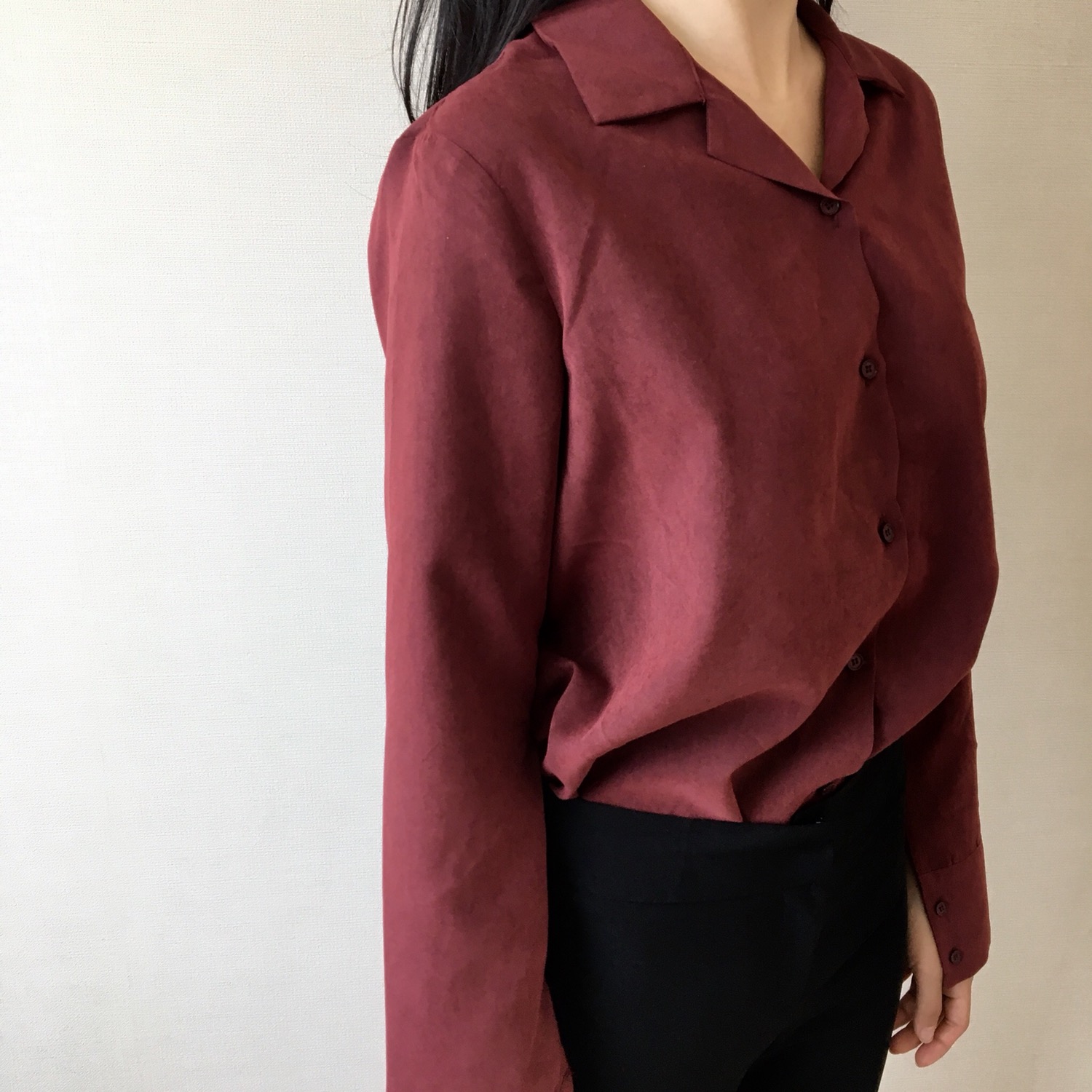 Velvet Silky Tone Down Shirt Office Daily Look Bur