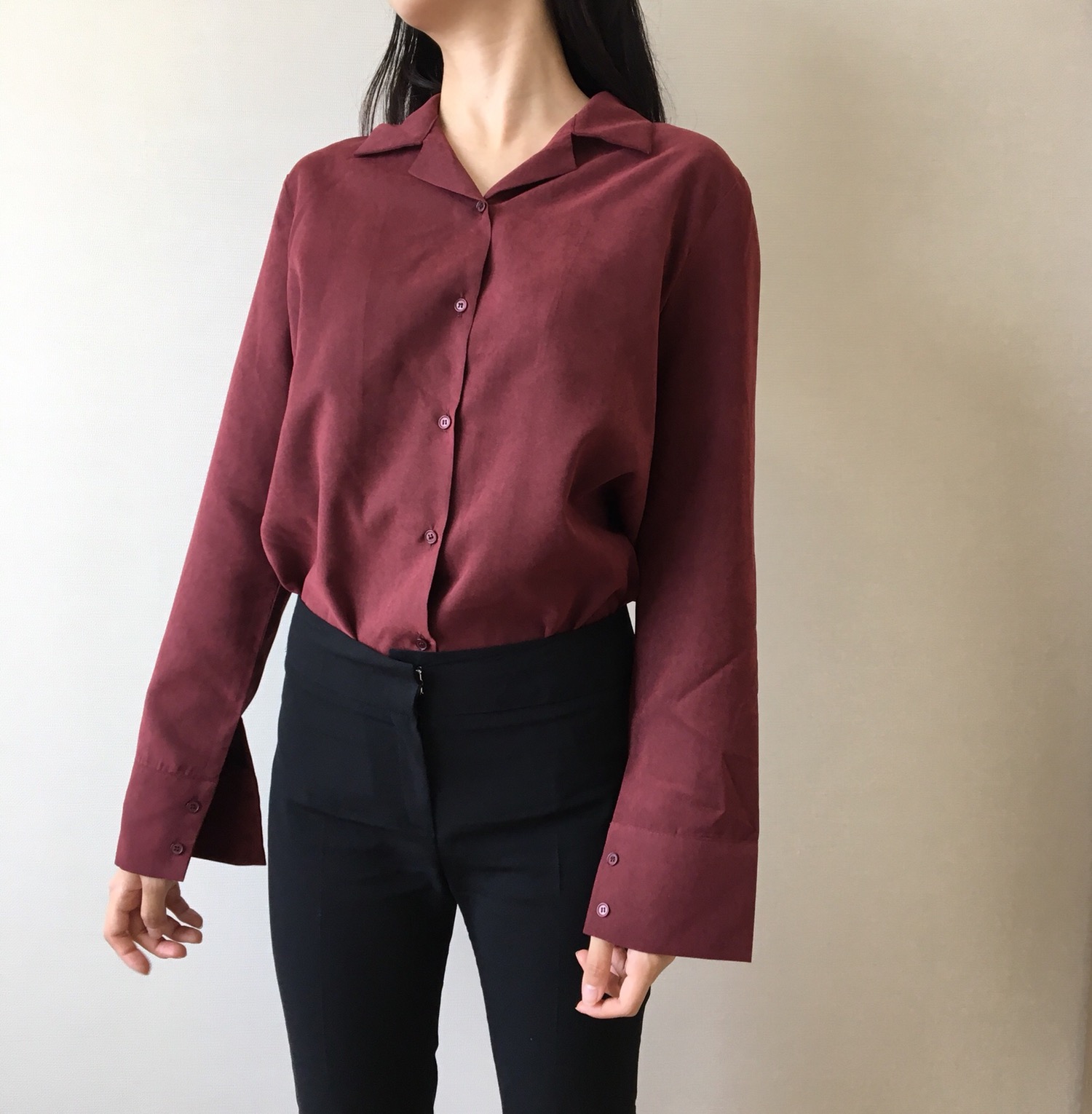 Velvet Silky Tone Down Shirt Office Daily Look Bur
