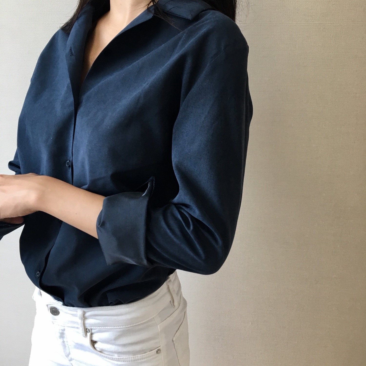 Velvet Silky Tone Down Shirt Office Daily Look Bur