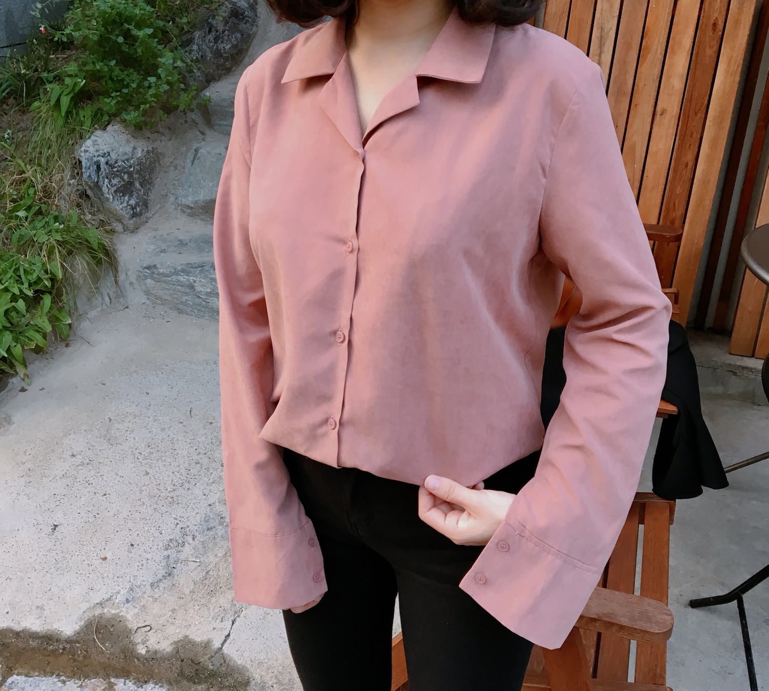 Velvet Silky Tone Down Shirt Office Daily Look Bur