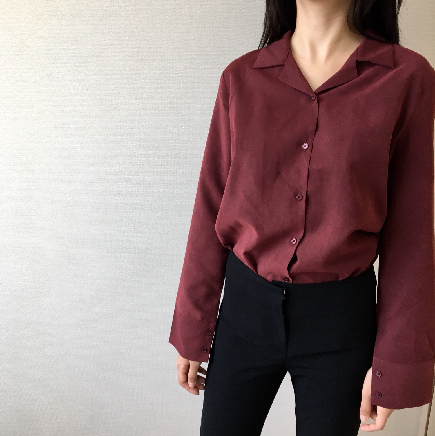 Velvet Silky Tone Down Shirt Office Daily Look Bur