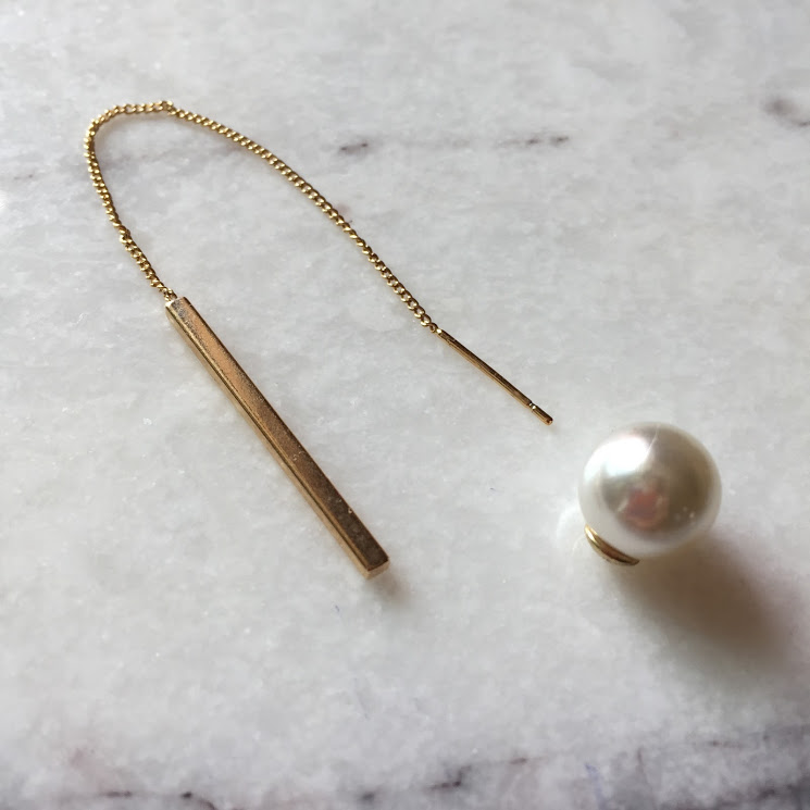 Pearl Gold Chain Drop Earrings
