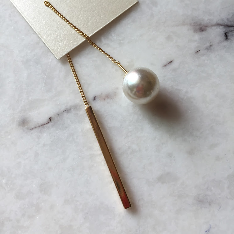 Pearl Gold Chain Drop Earrings