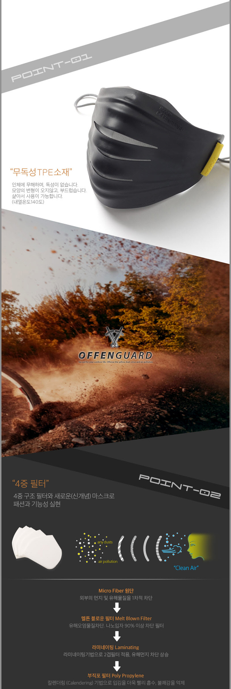 Offensive guard Climbing bike Fine dust prevention