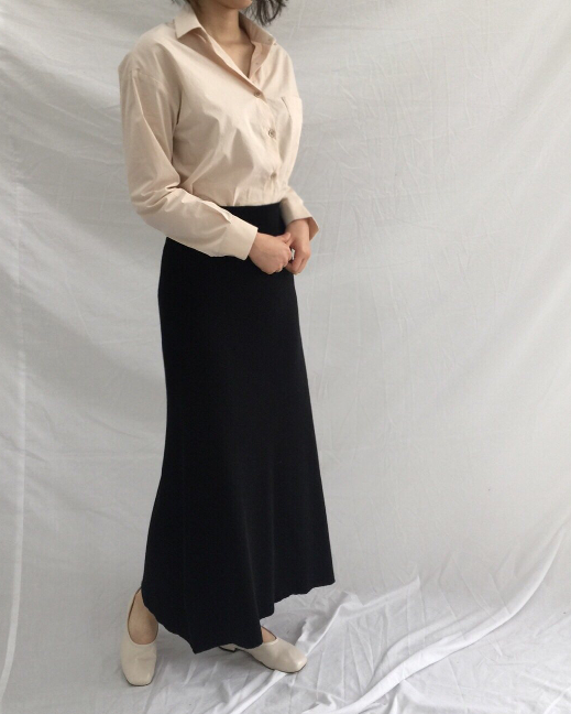Knit long skirt 4color cool twenties woman simple 