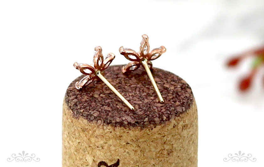 Flower Gold Pink Cubic 14k Earrings Sophisticated 