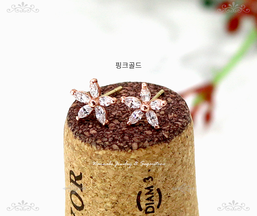 Flower Gold Pink Cubic 14k Earrings Sophisticated 