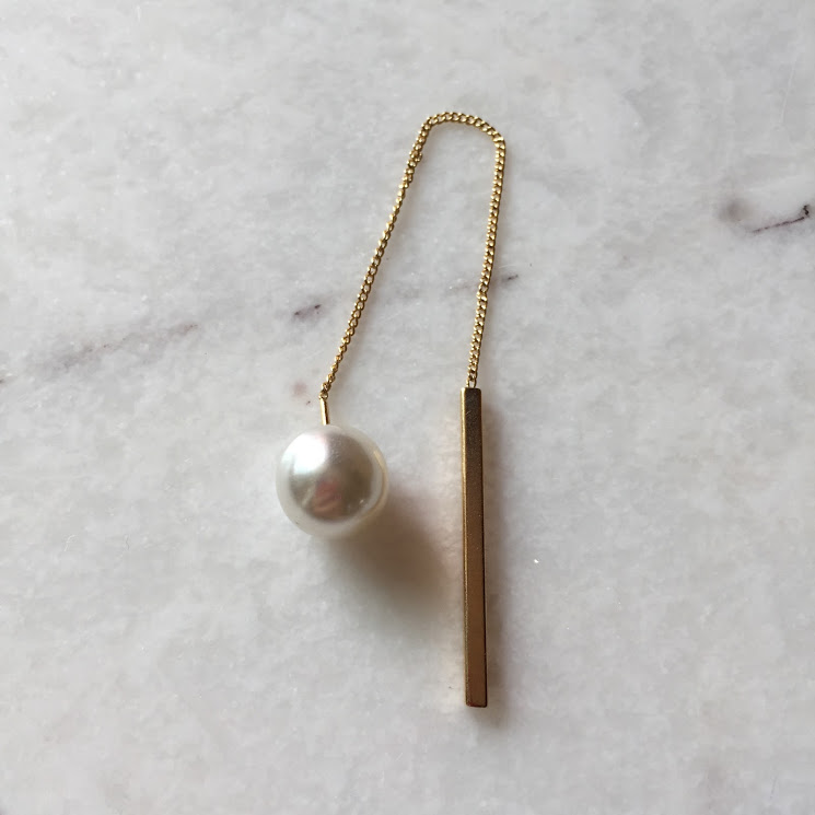 Pearl Gold Chain Drop Earrings
