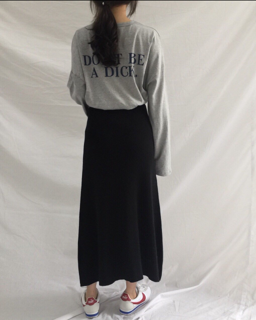 Knit long skirt 4color cool twenties woman simple 