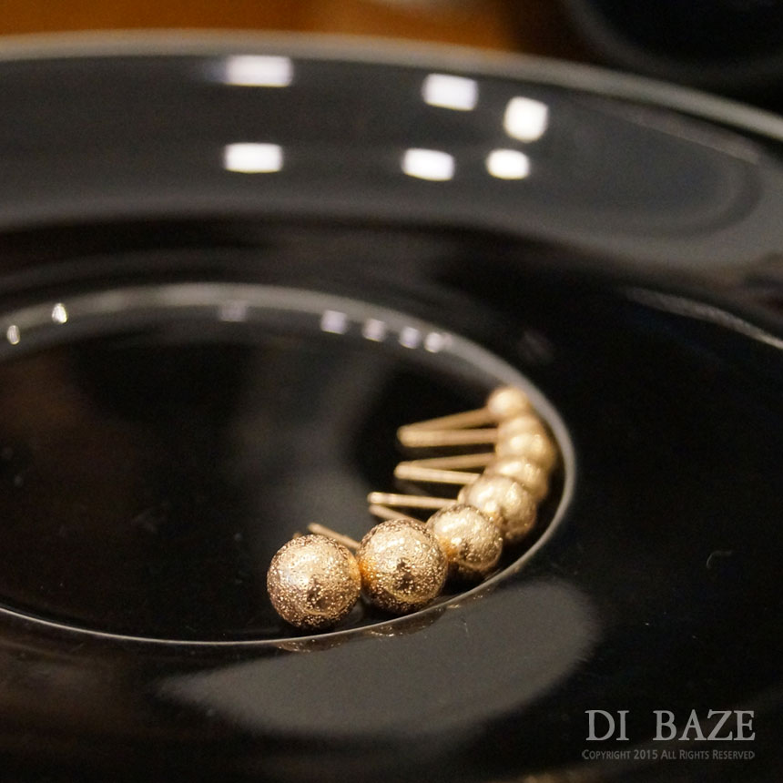 14k Ball Earrings Glitter Pink Gold Beans Club Loo