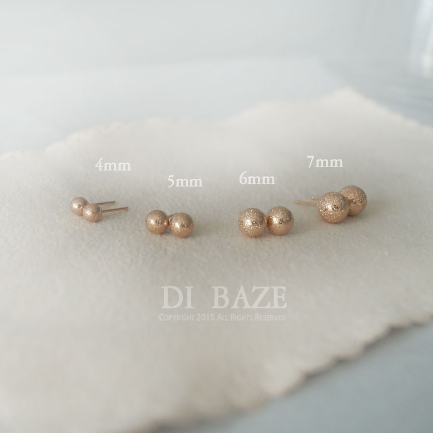 14k Ball Earrings Glitter Pink Gold Beans Club Loo