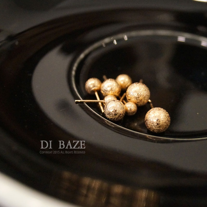 14k Ball Earrings Glitter Pink Gold Beans Club Loo