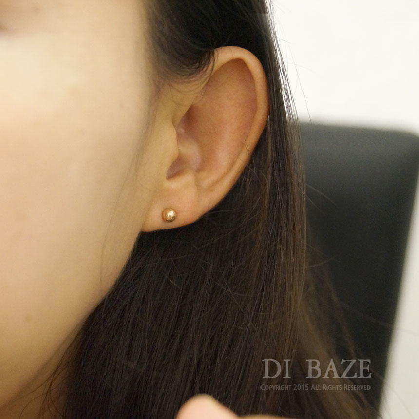 14k Ball Earrings Glitter Pink Gold Beans Club Loo