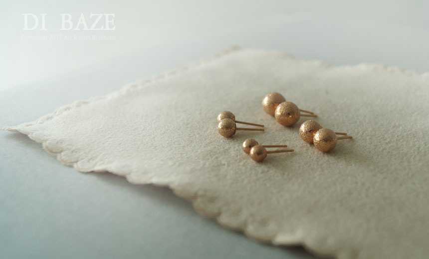 14k Ball Earrings Glitter Pink Gold Beans Club Loo