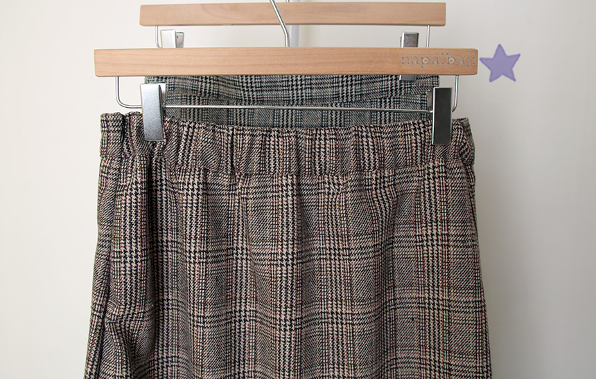 Check Mermaid Unbalance Frill Skirt Autumn Long Sk