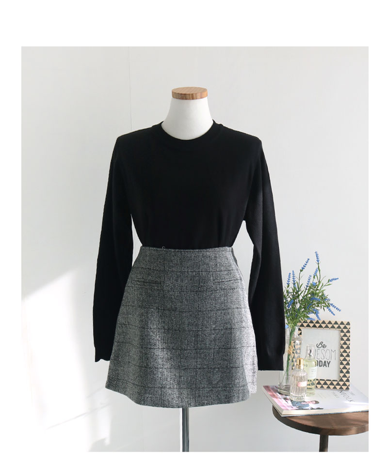 Baguette skirt black, beige wool blend Glancheck M