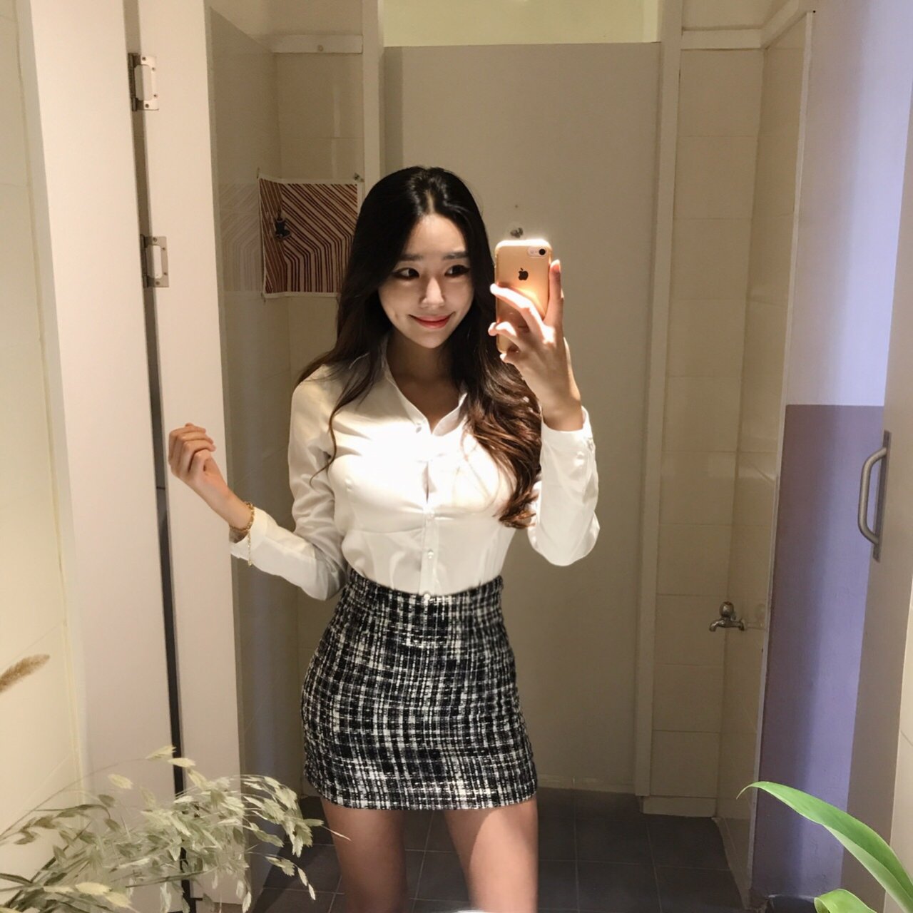 Slim V-Neck Shirt Blouse Basic Women's High Spa